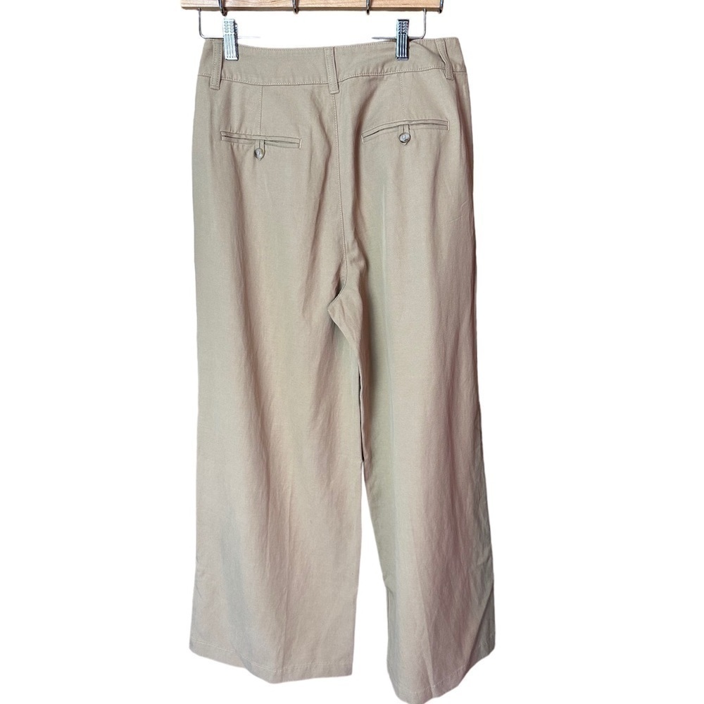 Madewell Harlow Wide Leg Linen Blend Pants Seed Khaki 12 Petite NWT - Picture 9 of 11